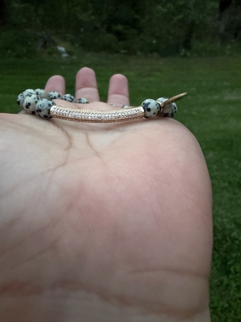 Kinsley Armelle Dalmatian Jasper Beaded Bracelet - Picture 4 of 5